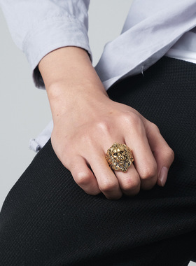 时尚钛钢戒指 欧美霸气狮子头钛钢戒指环 草原雄狮王钛钢戒指指环