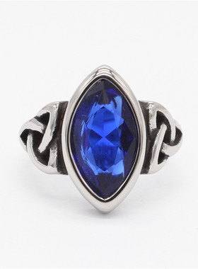 时尚钛钢男款戒指  北欧维京海盗凯尔特宝石钛钢戒指指环