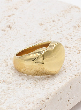 时尚钛钢女款戒指 时尚简约网红Ins风光面桃心心形钛钢戒指指环