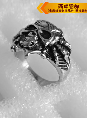 欧美风骷髅头钛钢戒指