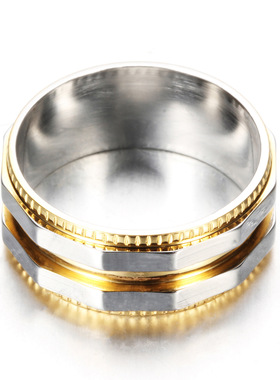 时尚钛钢男款戒指 立体不规则条纹戒指指环 钛钢戒指指环