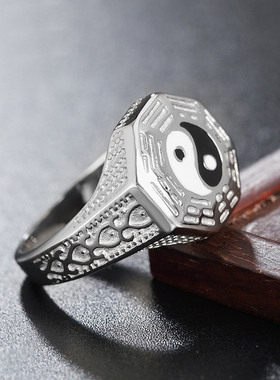 欧美复古朋克风男士钛钢戒指