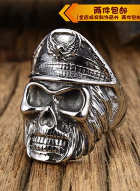 钛钢戒指指环朋克风骷髅钛钢戒指