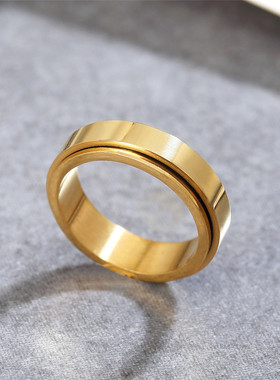 时尚风光面ins钛钢戒指网红