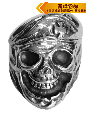 朋克风骷髅头钛钢戒指