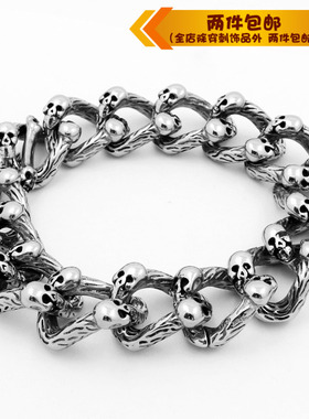 图腾钛钢朋克风鬼头手链