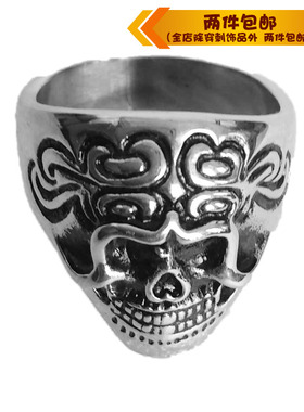 时尚风鬼头复古钛钢戒指
