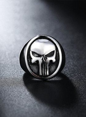 复古朋克风骷髅男士钛钢戒指