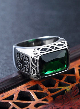 复古朋克风男士钛钢戒指