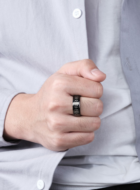 时尚男女戒指北欧维京人文字钨钢戒指卢恩符文钨金防剐蹭钨金戒指