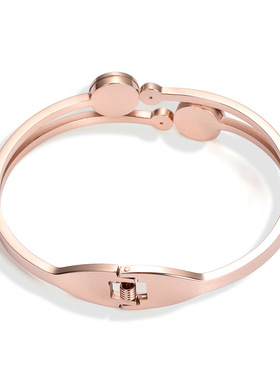 时尚风钛钢玫瑰金生命树镶钻手环