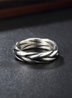 时尚钛钢男款戒指欧美复古ins冷淡风简约指男士钛钢戒指指环