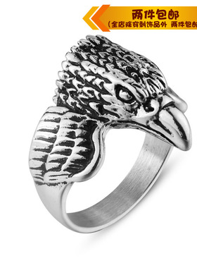 欧美风百搭老鹰钛钢戒指