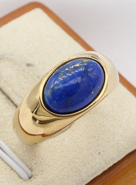 时尚钛钢男女戒指时尚简约扁平椭圆宝石戒指宫廷宝石男女戒指指环