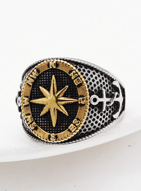 时尚钛钢男款戒指欧美简约十字架