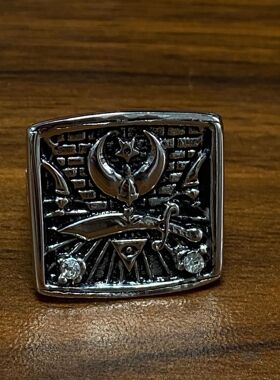 时尚钛钢戒指 欧美时尚霸气方形星月图钛钢戒指 方形钛钢戒指指环
