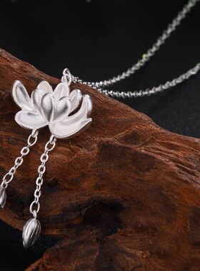 好运女款项链莲花流苏项链