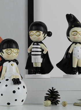 黑白可爱风超人女孩儿童房装饰品