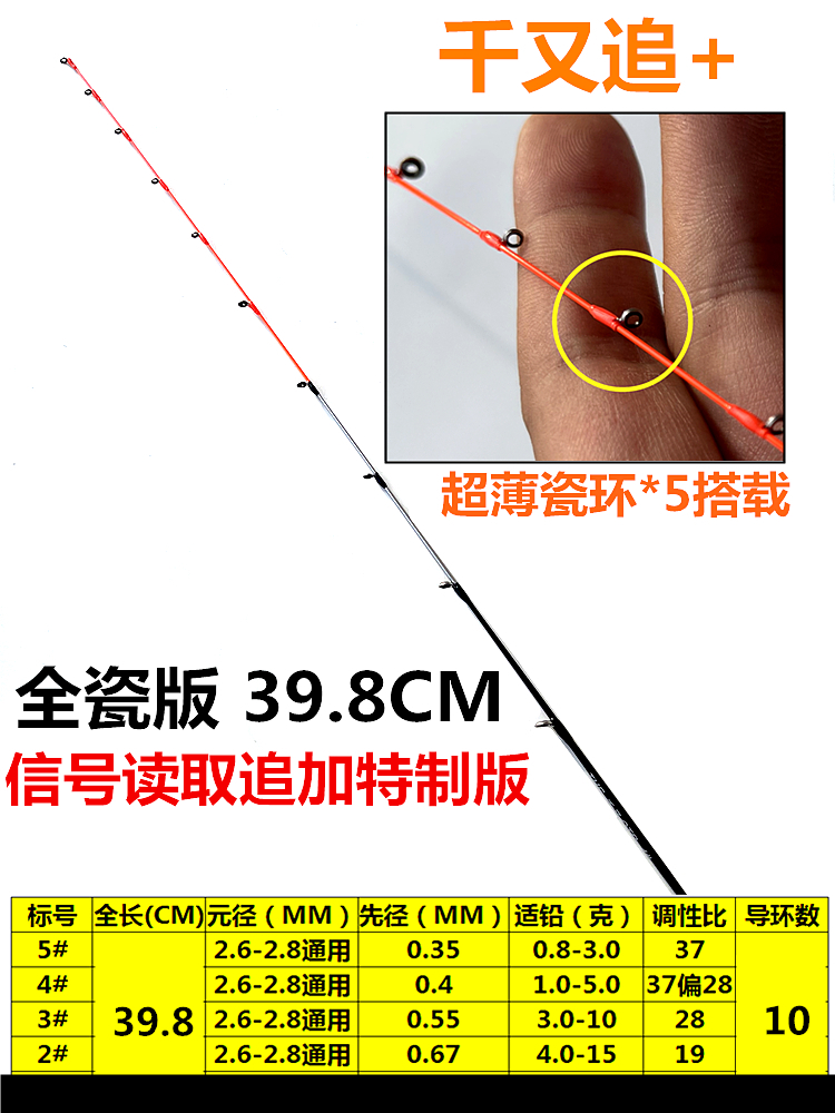 千葉樱花后研39.8CM丝滑攻筏钓竿稍伐钓梢短节阀杆头芯筏杆配节 - 图0