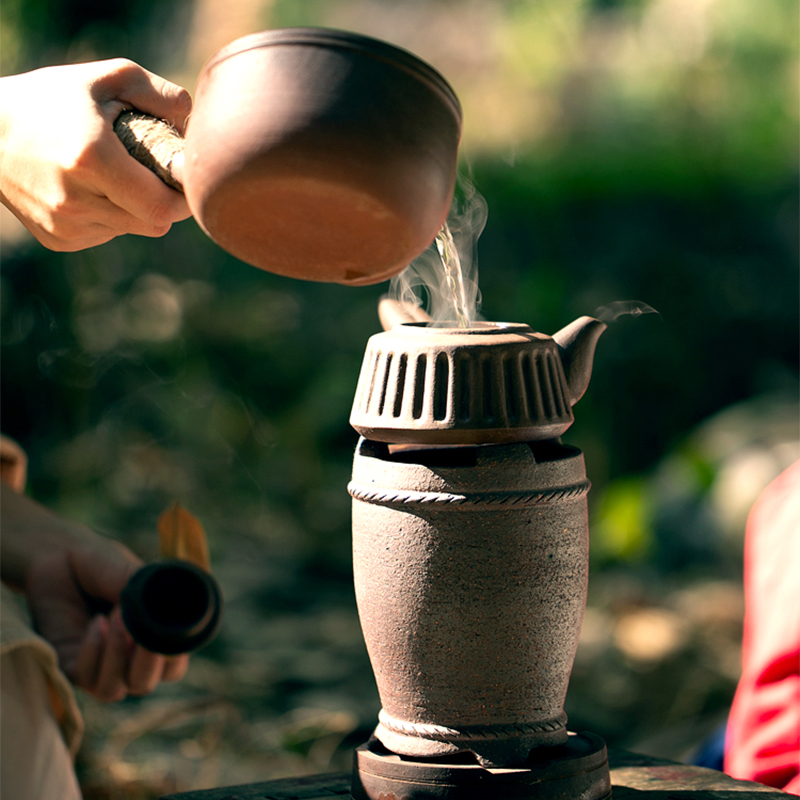 复古红泥炭炉碳火煮茶炉户外茶具烧水炉风炉潮州小火炉老式碳炉-图0