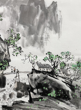 办公室山水画手绘装饰画客厅精品