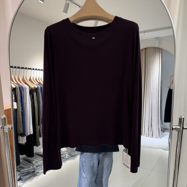 2025 new autumn clothing popular women's T-shirt tops slim fit long-sleeved lyocell mulberry silk trend