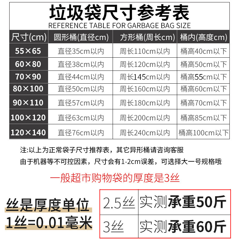 环卫垃圾袋大号黑色加厚酒店物业平口厨房塑料袋子结实超大桶商用