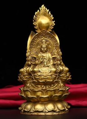 纯铜三面佛如来地藏观音客厅中式