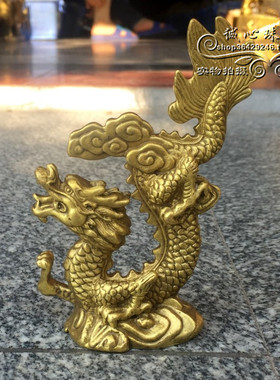 纯铜金钱元宝龙摆件招财保平安客厅店铺收银台装饰品聚宝盆龙摆设