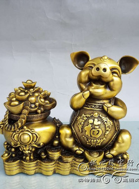 纯铜生肖猪风水家居摆设