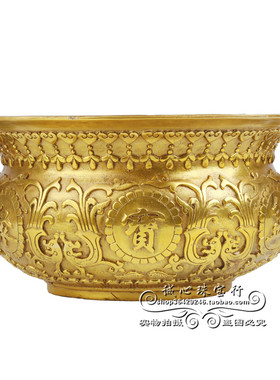 香炉客厅聚宝盆黄铜摆件聚财中式