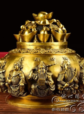 工艺纯铜带盖五路财神大小号摆件