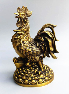 纯铜鸡摆件铜公鸡金鸡十二生肖鸡吉祥物家居客厅工艺品摆件