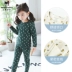 Bộ đồ lót bé gái màu đen nhỏ màu đen làm dày quần áo cotton mùa thu quần áo ngủ cho bé - Quần áo lót Quần áo lót