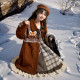 Mori Girl Tribe's original retro Mailedea Dan style brown mid-length temperament woolen coat woolen coat
