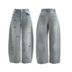 Mori tribe wax dog embroidered jeans ສໍາລັບແມ່ຍິງພາກຮຽນ spring ຮູບແບບໃຫມ່ລ້າງຫວານແບບວ່າງ slimming ແອວສູງຂາກ້ວາງ pants