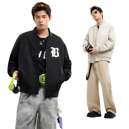 美特斯邦威夹克男女同款春季新款舒适休闲百搭户外情侣外套上衣