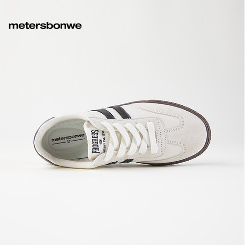 美特斯邦威休闲板鞋男女同款秋季新款时尚百搭舒适复古平底德训鞋 - 图1
