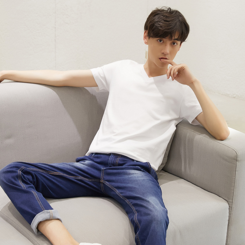 美特斯邦威短袖t恤男夏季v领修身 metersbonwe霓尚T恤