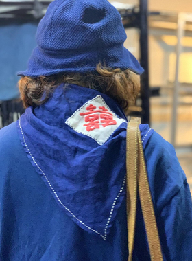 掌染草草木染刺绣囍手缝线蓝