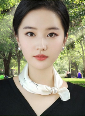 春秋磁吸扣仿真丝薄款女士丝巾