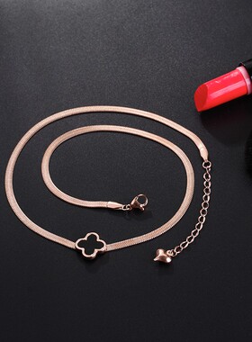 黑色颈链情侣生日礼物幸运四叶草