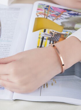 钛钢18k金首饰品手镯送女友礼物