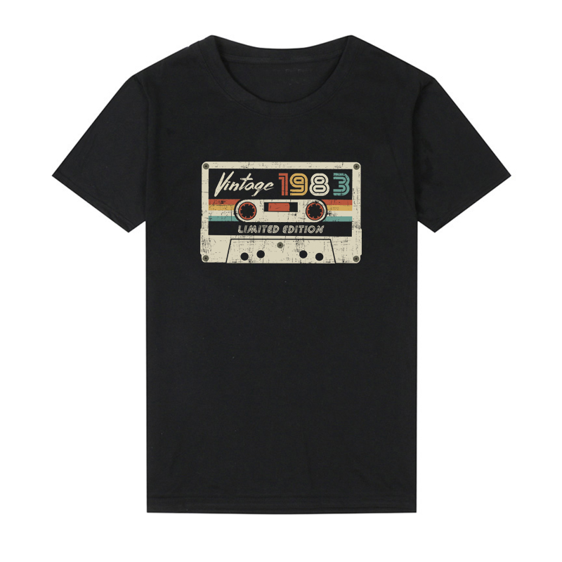 Retro 1983 Cassette 41 years old birthday t shirt字母印花潮 - 图3