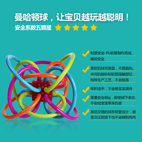 曼哈顿牙胶球Manhattan Toy 婴儿宝宝牙胶玩具固齿器咬咬胶正品 - 图1