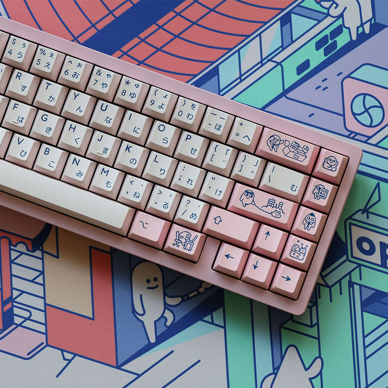 PBTfans Poco客制化机械键盘键帽ABS二色工艺原厂高度粉色日文-图0