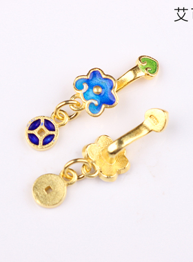 纯银镀金景泰蓝书包不含链单吊坠