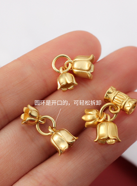 沙金铃兰花吊坠手工diy项链绳