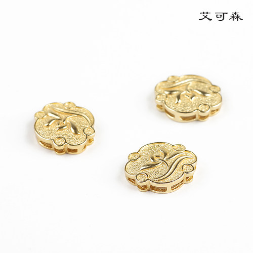 S925银镀厚金兰花背云隔珠吊坠配件中国风DIY手链佛珠项链配件 - 图1