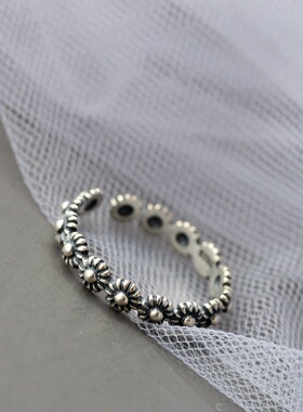 手工做旧复古开口925纯银戒指